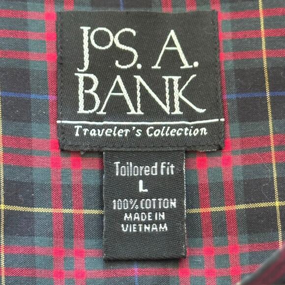 Jos. A. Bank Tailored Fit Tartan Plaid Shirt Long Sleeve Button Down Men's Large - Picture 2 of 8